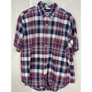 NWT Ralph Lauren Men's XL Button Down Short Sleeve Shirt Plaid 100% Cotton